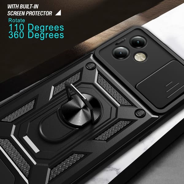 SKALO Motorola Moto G14 Armor hybridi metallirengas kameran liukusäädin - - Ruusukulta