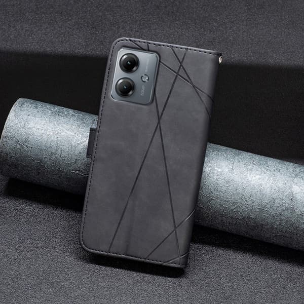 Motorola Moto G14 BINFEN COLOR Embossed Plånboksfodral - Svart