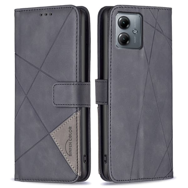 Motorola Moto G14 BINFEN COLOR Embossed Plånboksfodral - Svart