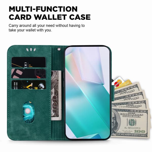 SKALO Motorola Moto G14 Kohokuvioitu tiikerilompakko - Vihreä
