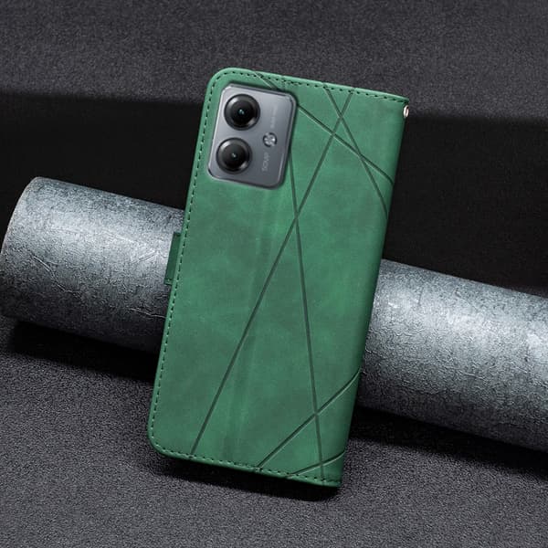 Motorola Moto G14 BINFEN COLOR Kohokuvioitu Lompakkokotelo - Vihreä