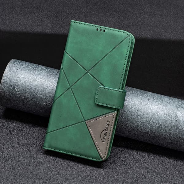 Motorola Moto G14 BINFEN COLOR Kohokuvioitu Lompakkokotelo - Vihreä