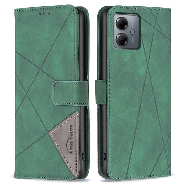 Motorola Moto G14 BINFEN COLOR Kohokuvioitu Lompakkokotelo - Vihreä