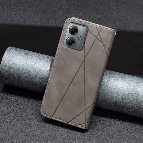 Motorola Moto G14 BINFEN COLOR Kohokuvioitu Lompakkokotelo - Harmaa
