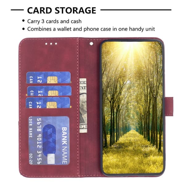 Motorola Moto G14 BINFEN COLOR Kohokuvioitu Lompakkokotelo - Punainen
