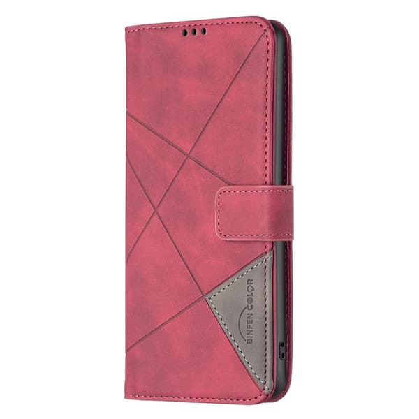 Motorola Moto G14 BINFEN COLOR Kohokuvioitu Lompakkokotelo - Punainen