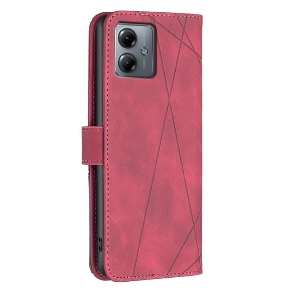 Motorola Moto G14 BINFEN COLOR Kohokuvioitu Lompakkokotelo - Punainen