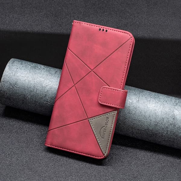 Motorola Moto G14 BINFEN COLOR Kohokuvioitu Lompakkokotelo - Punainen