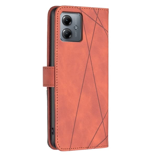Motorola Moto G14 BINFEN COLOR Kohokuvioitu Lompakkokotelo - Ruskea