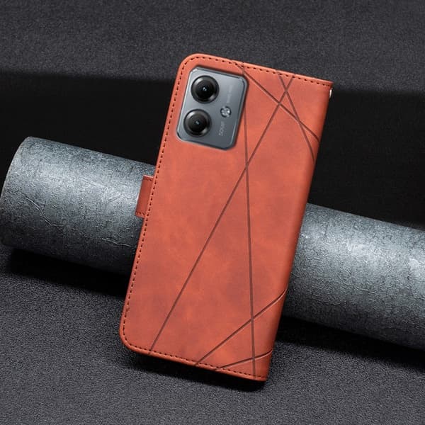 Motorola Moto G14 BINFEN COLOR Kohokuvioitu Lompakkokotelo - Ruskea