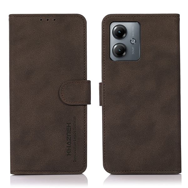 SKALO Motorola Moto G14 KHAZNEH Plånboksfodral i PU-Läder - Brun