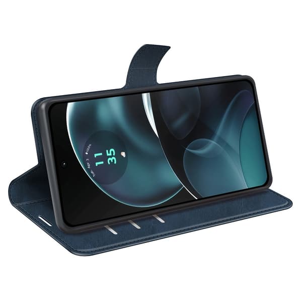 SKALO Motorola Moto G14 Premium Wallet Flip Cover - Blå