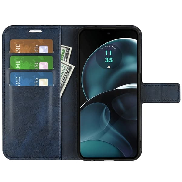 SKALO Motorola Moto G14 Premium Wallet Flip Cover - Blå
