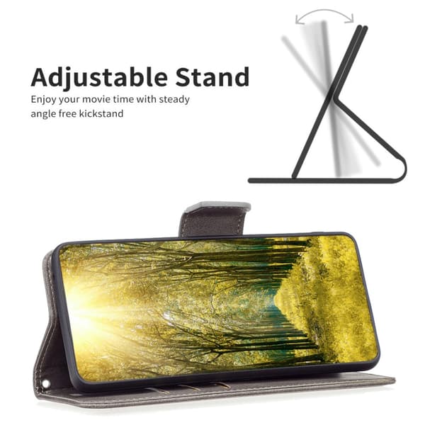 SKALO Motorola Moto G54 5G Flip Cover m. pung i PU-læder - Grå