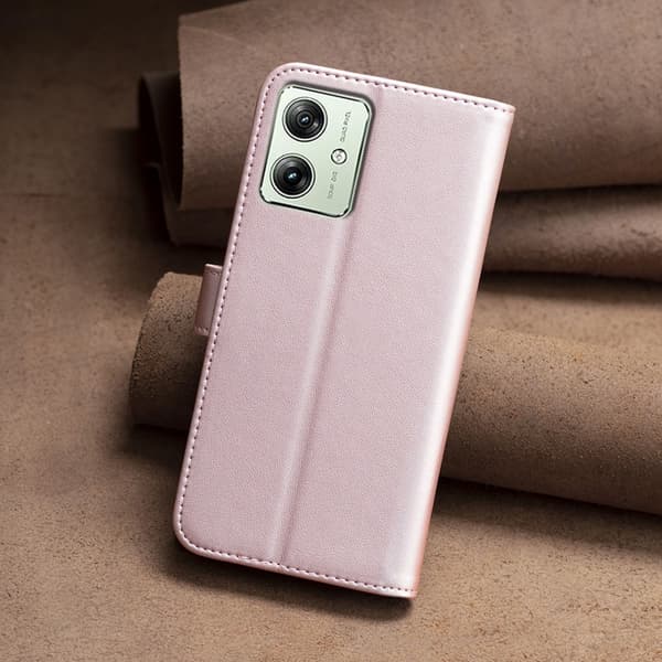 Motorola Moto G54 5G BINFEN COLOR Kohokuvioitu Lompakkokotelo - Ruusukulta