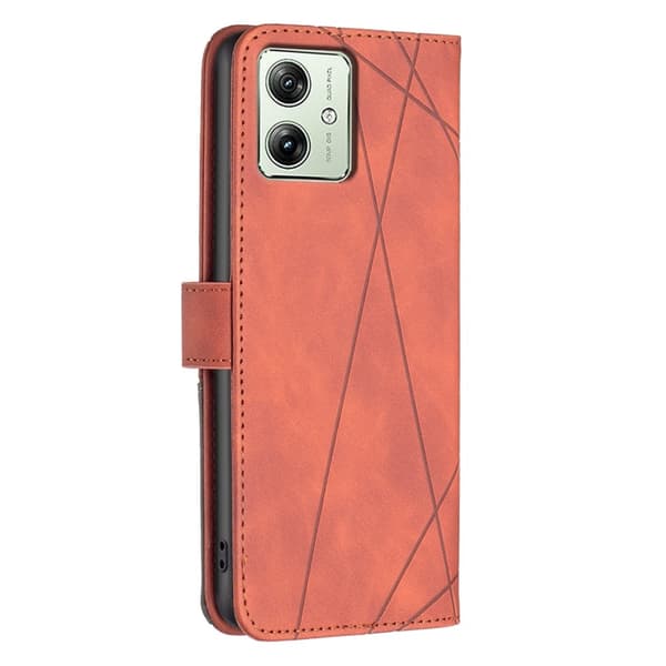 Motorola Moto G54 5G BINFEN COLOR Kohokuvioitu Lompakkokotelo - Ruskea