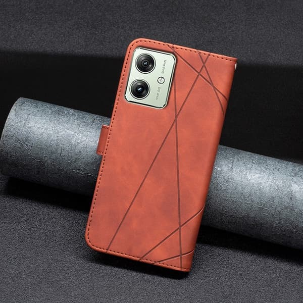 Motorola Moto G54 5G BINFEN COLOR Kohokuvioitu Lompakkokotelo - Ruskea