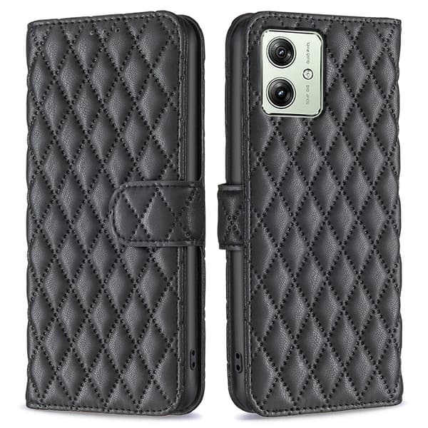 SKALO Motorola Moto G54 5G BINFEN COLOR Quiltat Plånbok - Svart