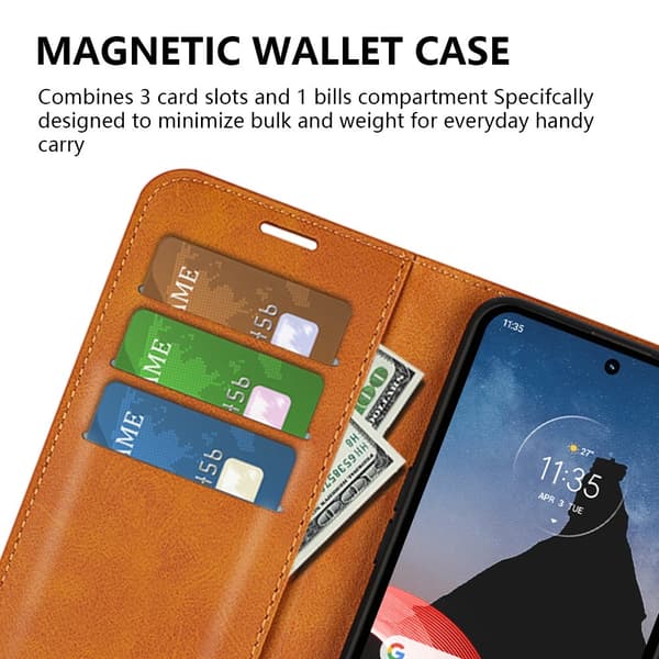 SKALO Motorola ThinkPhone 5G Premium Wallet Flip Cover - Lys brun