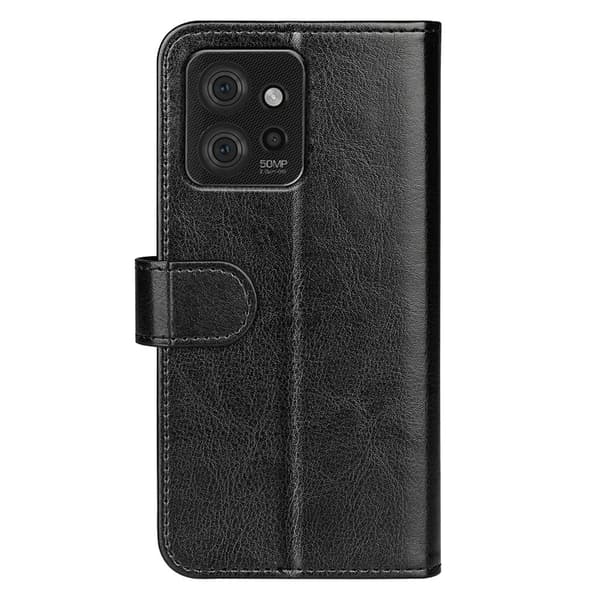 SKALO Motorola ThinkPhone 5G Crazy Horse lompakko PU nahka - Musta