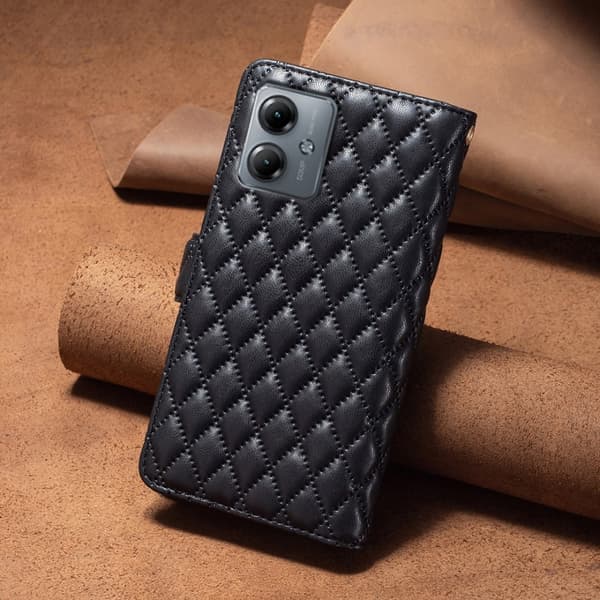 SKALO Motorola Moto G14 BINFEN COLOR Tikattu Lompakko - Musta