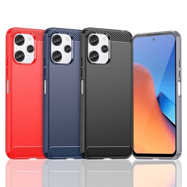 SKALO Xiaomi Redmi 12 4G/5G Armor Carbon Stöttåligt TPU-skal