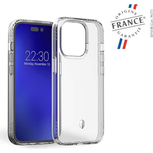 Apple iPhone 14 Pro PULSE-förstärkt fodral tillverkat i Frankrike Livstidsgaranti Transparent Force-fodral