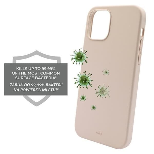 Puro ICON Anti-Microbial Cover - Fodral för iPhone 12 Pro Max med antibakteriellt skydd (rosa sand) -