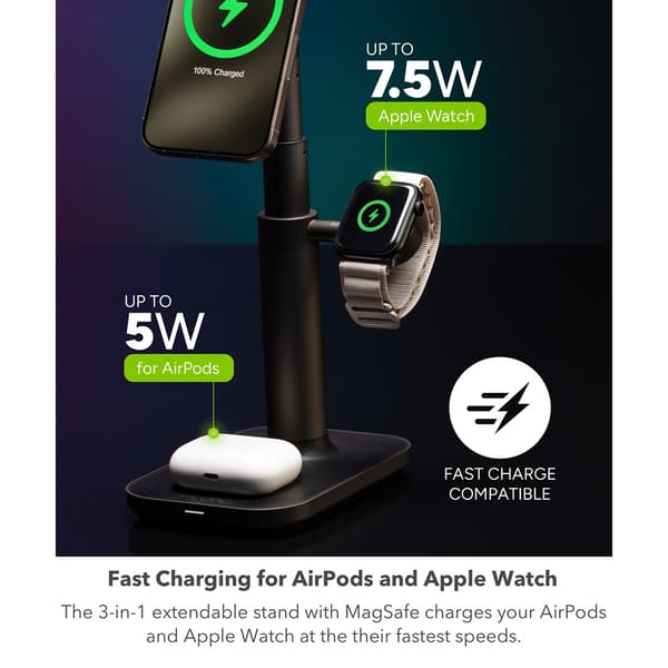 Mophie Trådlös Laddare 3-in-1 Extendable Stand MagSafe