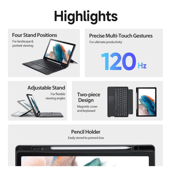 DUX DUCIS Samsung Galaxy Tab A8 Kotelo Irrotettava näppäimistö Musta