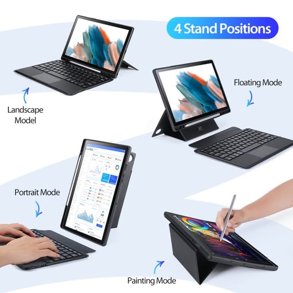DUX DUCIS Samsung Galaxy Tab A8 Kotelo Irrotettava näppäimistö Musta