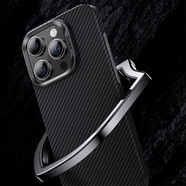 Benks iPhone 15 Pro Max Kuori MagSafe Kevlar Musta