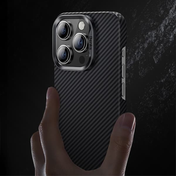 Benks iPhone 15 Pro Max Kuori MagSafe Kevlar Musta