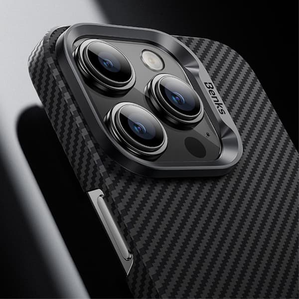 Benks iPhone 15 Pro Max Kuori MagSafe Kevlar Musta