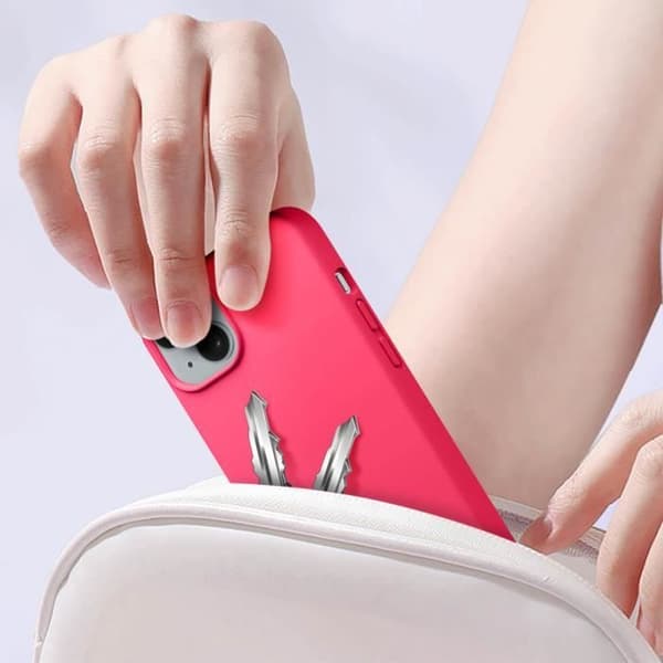 Fodral för iPhone 15 Silikon Premium halvstyv mjuk matt finish Fuchsia