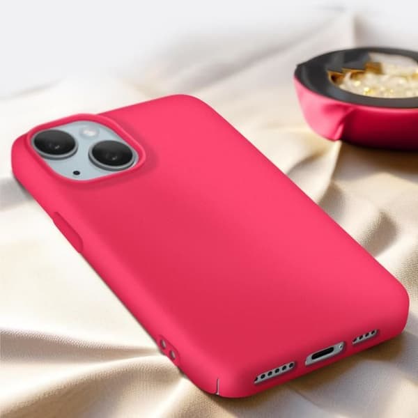 Fodral för iPhone 15 Silikon Premium halvstyv mjuk matt finish Fuchsia