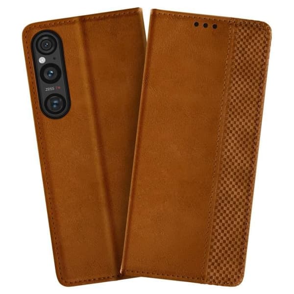 Etui Honor 90 Lite i brunt korsmönster