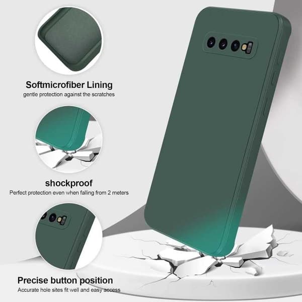 Samsung S10 Plus Gummibelagd Mattgrönt Skal Kameraskydd Liquid - Grön
