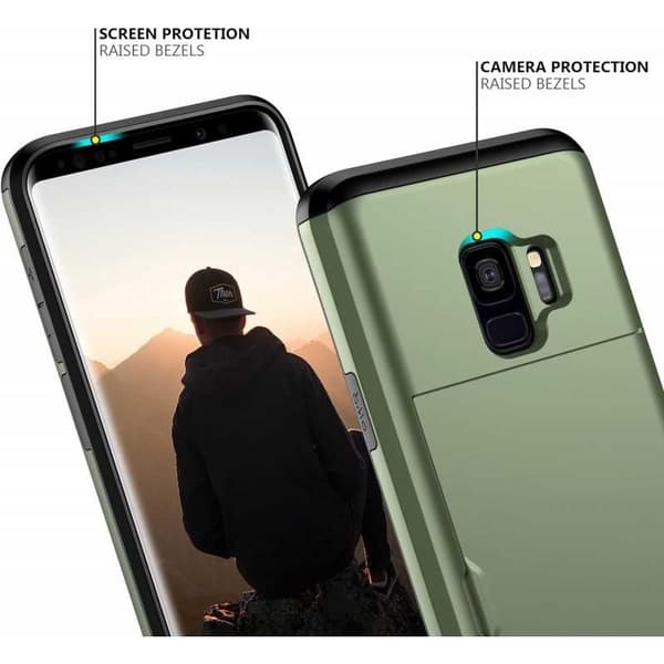 Samsung Galaxy S9 Stöttåligt Skal Kortfack StreetWise - Grön