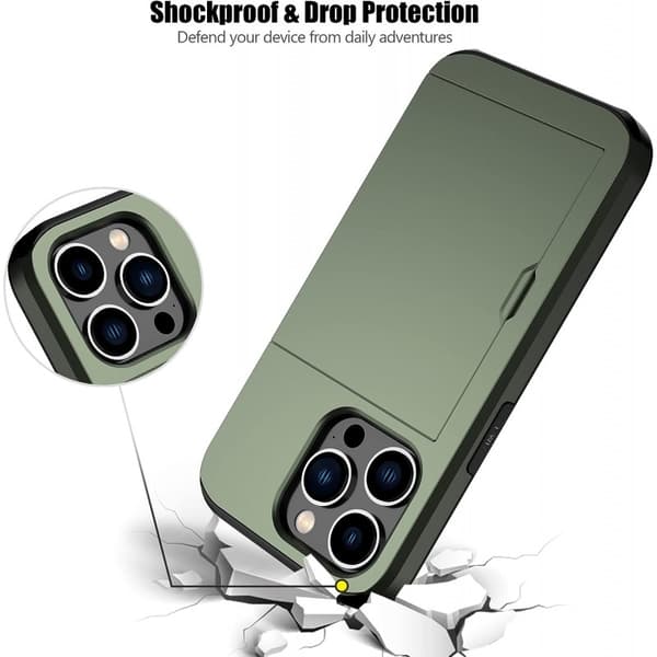 iPhone 15 Pro Max Stöttåligt Skal Kortfack StreetWise - Grön