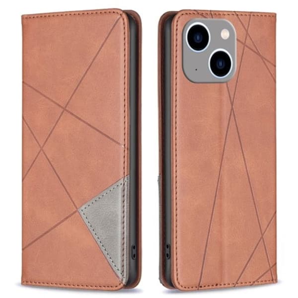 iPhone 15 Plus telefon fodral med stativ - Brun