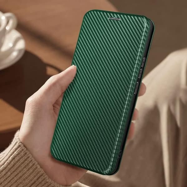 Fodral för Realme 11 Pro Plus och 11 Pro - AVIZAR - Carbon Wallet - Mörkgrön