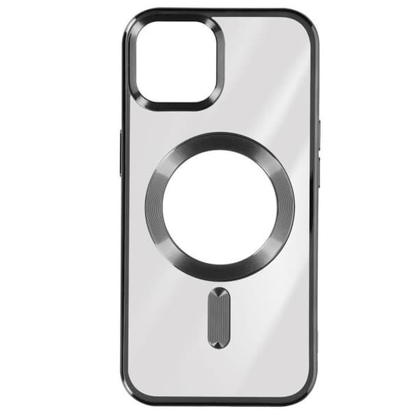 MagSafe Fodral för iPhone 15 Plus Silikon Kameraskydd Svart Chrome Contour