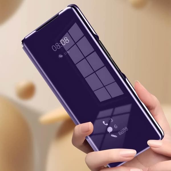 Étui Clear View - AVIZAR - Samsung Galaxy Z Fold 5 - Lila - Spegel Lock - Video Stöd