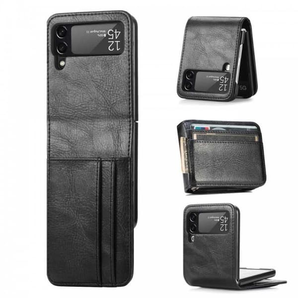 4-FACK Plånboksfodral Samsung Z Flip 4 - Svart