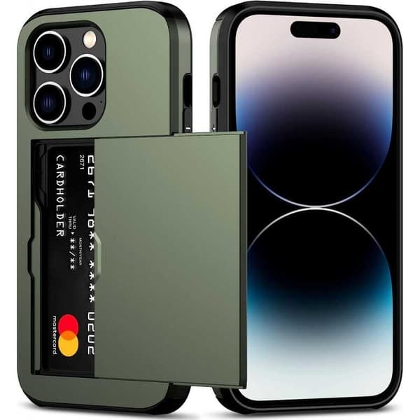 iPhone 14 Pro Max Stöttåligt Skal Kortfack StreetWise - Grön