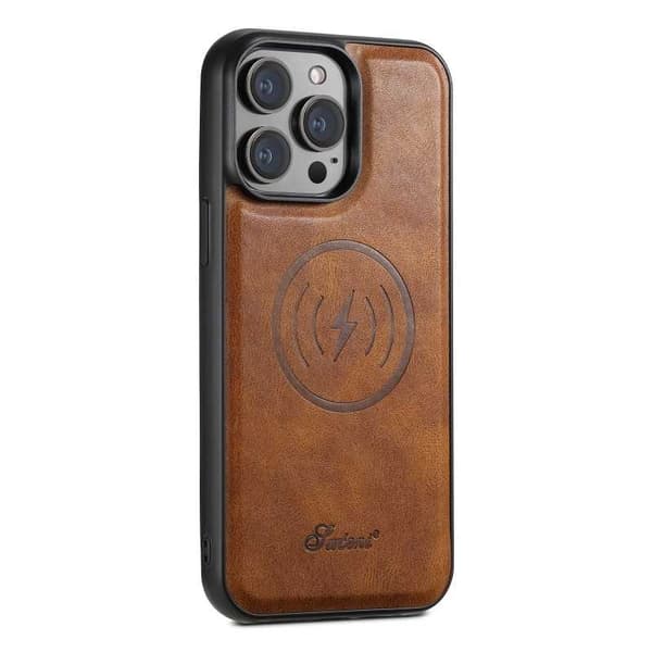 Suteni™ 2-i-1 Magsafe-etui med kortholder iPhone 12/12 Pro - Mørkebrun