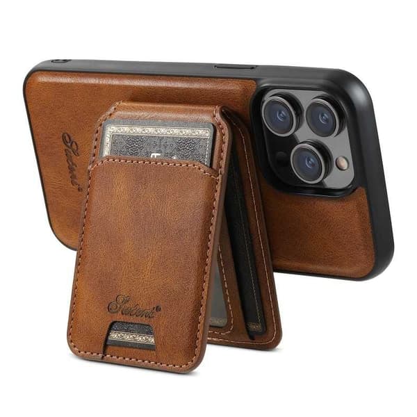 Suteni™ 2-i-1 Magsafe-etui med kortholder iPhone 12/12 Pro - Mørkebrun
