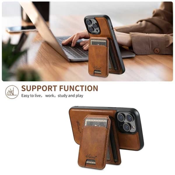 Suteni™ 2-i-1 Magsafe-etui med kortholder iPhone 12/12 Pro - Mørkebrun