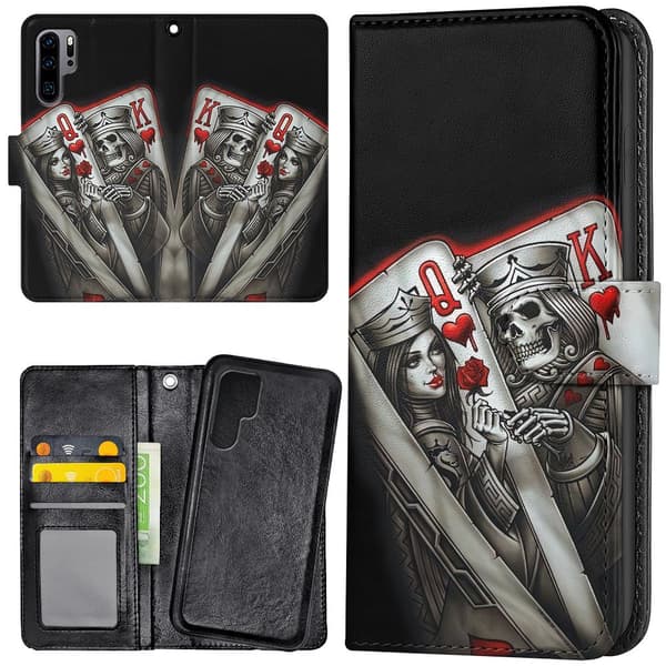 Huawei P30 Pro - Lommebok Deksel King Queen Kortstokk